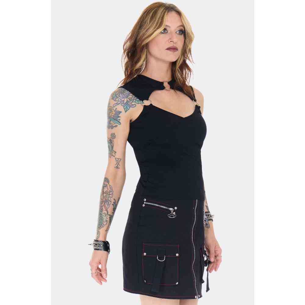 Jawbreaker - Jersey Vest With Orings Mouwloze top - Zwart